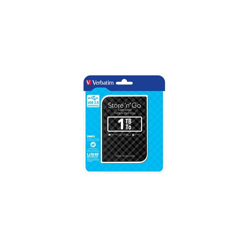 Verbatim zewnętrzny dysk twardy, Store N Go, 2.5", USB 3.0 (3.2 Gen 1), 1TB, 1000GB, 53194, czarny