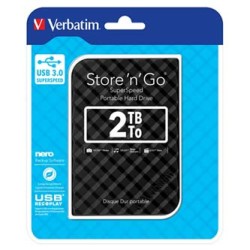 Verbatim zewnętrzny dysk twardy, Store N Go, 2.5", USB 3.0 (3.2 Gen 1), 2TB, 2000GB, 53195, czarny