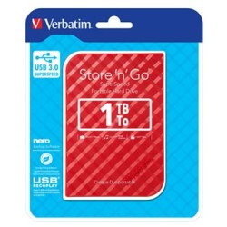 Verbatim zewnętrzny dysk twardy, Store N Go, 2.5", USB 3.0 (3.2 Gen 1), 1TB, 1000GB, 53203, czerwony