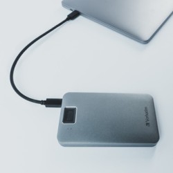 Verbatim zewnętrzny dysk twardy, Executive Fingerprint Secure HDD, 2.5", USB 3.0 (3.2 Gen 1), 2TB, 2000GB, 53653, szary, szyfrow