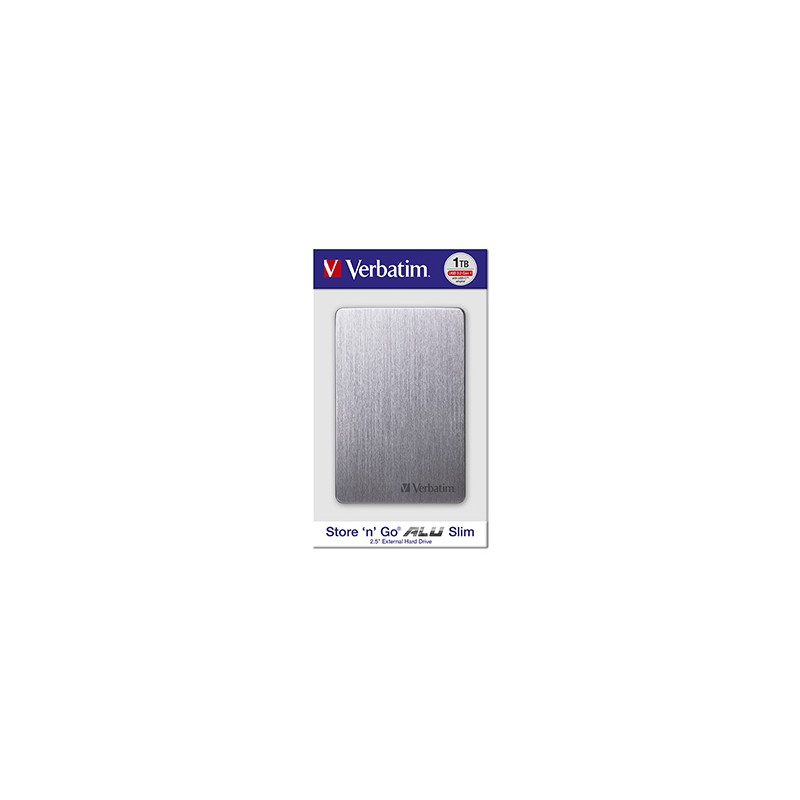 Verbatim zewnętrzny dysk twardy, Store,n,Go ALU Slim, 2.5", USB 3.0, 1TB, 1000GB, 53662, szary, szczotkowane aluminium