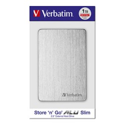 Verbatim zewnętrzny dysk twardy, Store,n,Go ALU Slim, 2.5", USB 3.0, 1TB, 1000GB, 53663, srebrny