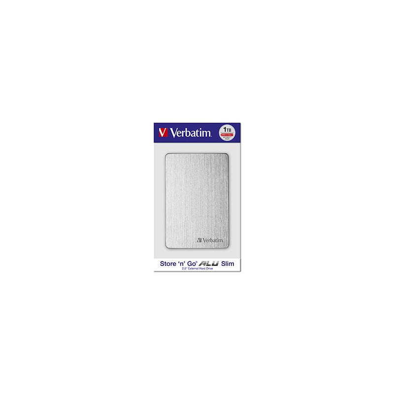 Verbatim zewnętrzny dysk twardy, Store,n,Go ALU Slim, 2.5", USB 3.0, 1TB, 1000GB, 53663, srebrny