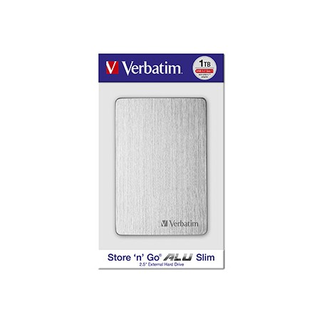 Verbatim zewnętrzny dysk twardy, Store,n,Go ALU Slim, 2.5", USB 3.0, 1TB, 1000GB, 53663, srebrny