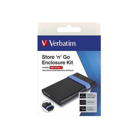 Zestaw obudowa dysku 2,5,, HDD/SSD, Verbatim, 2.5", Store,N,Go, USB 3.0 (3.2 Gen 1), 53106, czarna