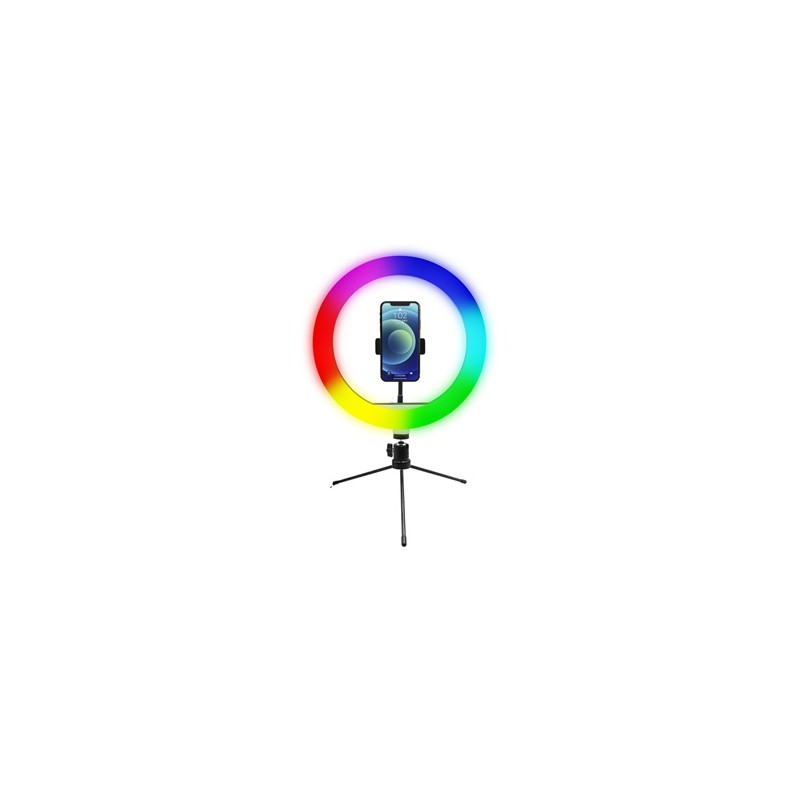 Powerton LIFE RING LIGHT, lampa pierścieniowa 10 ", regulacja barwy i intensywności światła, uchwyt telefonu i tripod