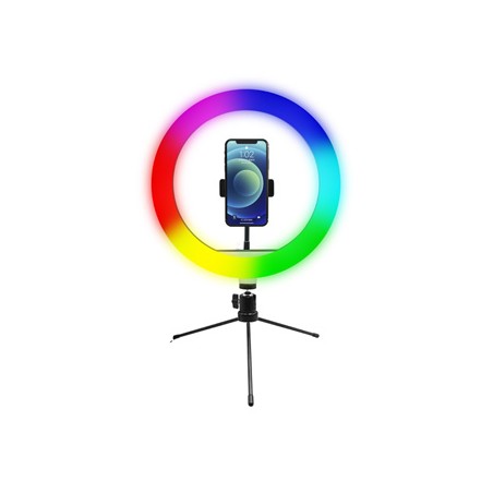 Powerton LIFE RING LIGHT, lampa pierścieniowa 10 ", regulacja barwy i intensywności światła, uchwyt telefonu i tripod