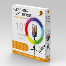 Powerton LIFE RING LIGHT, lampa pierścieniowa 10 ", regulacja barwy i intensywności światła, uchwyt telefonu i tripod