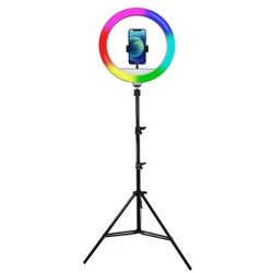 Powerton LIFE RING LIGHT, lampa pierścieniowa 13", regulacja barwy i intensywności światła, uchwyt telefonu i statyw, EOL