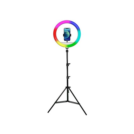 Powerton LIFE RING LIGHT, lampa pierścieniowa 13", regulacja barwy i intensywności światła, uchwyt telefonu i statyw, EOL