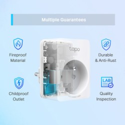 Gniazdko Mini Smart Plug Wi-Fi, konfiguracja z WiFi, max. 3680W, biała, TP-LINK, Kontrola głosem, Monitorowanie zużycia energii
