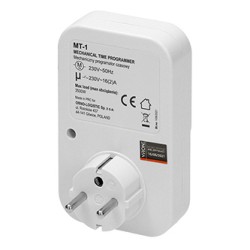 Gniazdo z mechanicznym timerem 24h 230V, 50Hz, max. 3500W, biała, Virone, timer