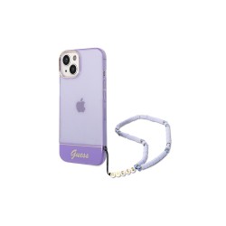 Guess nakładka do iPhone 14 6,1&quot GUHCP14SHGCOHU fioletowa hardcase Translucent Pearl Strap