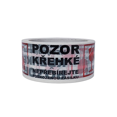 Lepící páska "Pozor křehké", przezroczysta z nadrukiem, 48mm, 60m