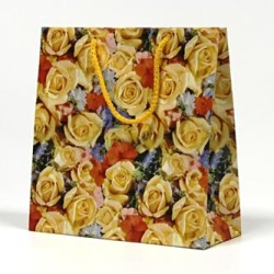 Torba papierowa, kwiaty, mix kolorów, 20x20,5x8cm, 5szt.w opakowaniu,, cena za 1 szt.