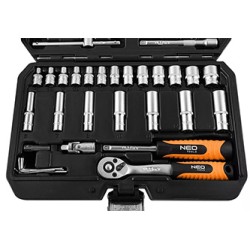 Zestaw kluczy nasadowych, 10-201, 55, rozmiar 1/4, walizka, NEO TOOLS