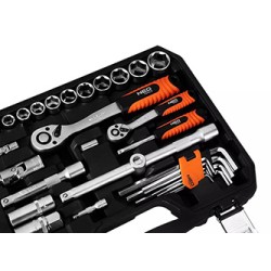 Zestaw kluczy nasadowych, 10-206, 100 szt, rozmiary 1/4 i 1/2, walizka, NEO TOOLS
