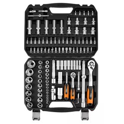 Zestaw narzędzi, 10-211, 110 szt, rozmiary 1/4 i 1/2, walizka, NEO TOOLS