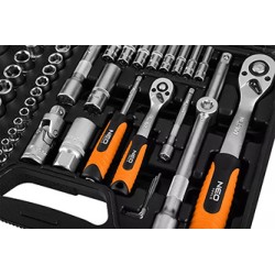 Zestaw narzędzi, 10-211, 110 szt, rozmiary 1/4 i 1/2, walizka, NEO TOOLS