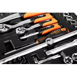 Zestaw kluczy nasadowych, 10-216, 216 szt, rozmiary 1/2, 1/4, 3/8, walizka, NEO TOOLS