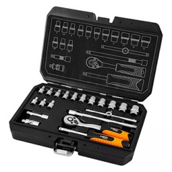 Zestaw kluczy nasadowych, 10-230, 20 szt, rozmiar 1/4, walizka, NEO TOOLS
