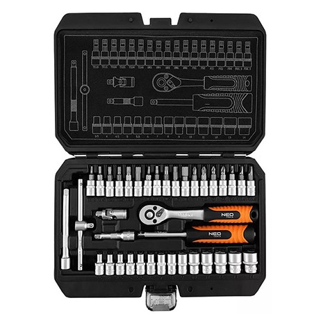 Zestaw kluczy nasadowych, 10-232, 38 szt, rozmiar 1/4, walizka, NEO TOOLS