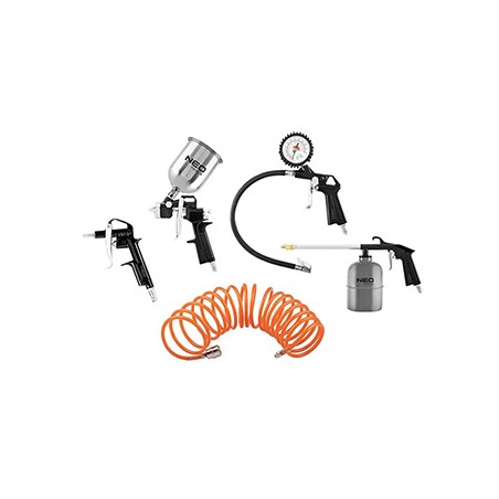Zestaw lakierniczy 5 elem., 14-699, 216 szt, pistolet do pompowania opon z manometrem, NEO TOOLS