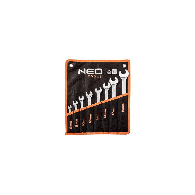 Klucze płasko-oczkowe, 09-751, zestaw 8 szt, 6-19 mm, NEO TOOLS