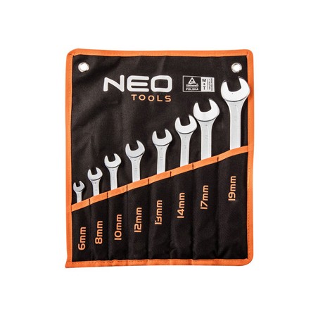 Klucze płasko-oczkowe, 09-751, zestaw 8 szt, 6-19 mm, NEO TOOLS