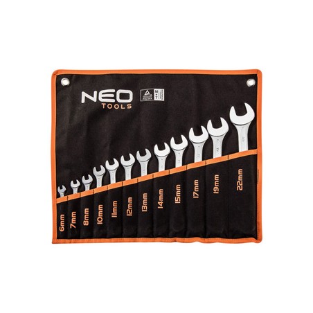 Zestaw kluczy płasko-oczkowych, 09-752, Zestaw 12 szt, 6-22 mm, NEO TOOLS