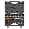 Klucz dynamometryczny z zestawem końcówek, 08-821, 21 szt, rozmiar 1/4,  5 - 25 Nm, walizka,, NEO TOOLS