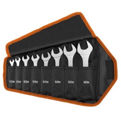 Klucze płaskie dwustronne, 09-860, Zestaw 8szt, 5.5-27 mm, MIĘKKIE ETUI, NEO TOOLS
