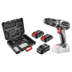 Wiertarko-wkrętarka udarowa, zasilanie akumulatorem, 58G020-SET2, wkrętarka / 2x baterie / ładowarka / skrzynia, 18V, 5 części, 