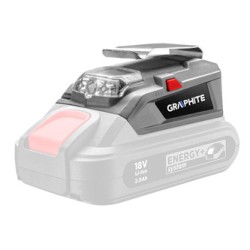 Adapter USB + latarka LED, 18V, Energy+, Graphite