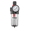 Filtr odwadniacz 1/2,z reduktorem ciśnienia z z hartowanej stali, 14-732, wysoka przepustowość filtra, NEO TOOLS