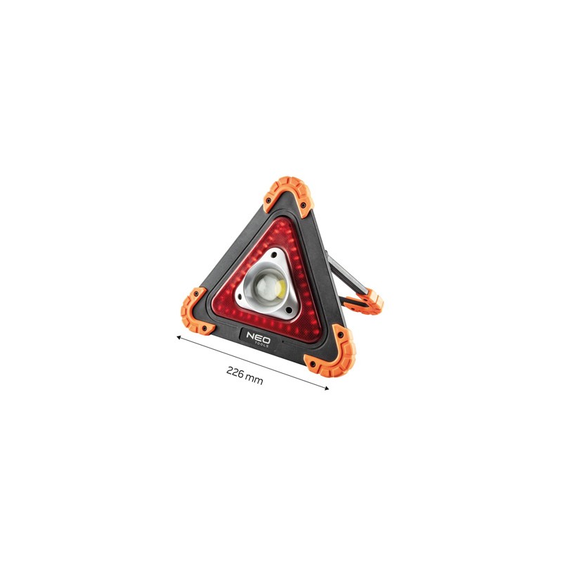 Lampa LED + trójkąt ostrzegawczy z plastik-nylon, 99-076, 10W, 4xAA, 3 tryby świecenia, NEO TOOLS