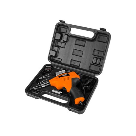 Lutownica z walizką 200W, NEO TOOLS 19-152, regulacja temp., ergonomiczny uchwyt, plastik, pomarańczowa