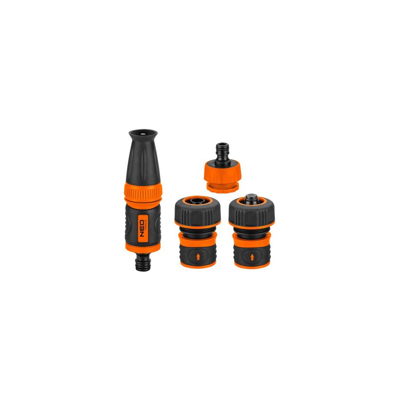 NEO TOOLS zestaw Zaszaczem prosty 1/2" z złączkami i przyłączem Przyłacze do kranu, 3/4", pomarańczowo-czarna, 15-711