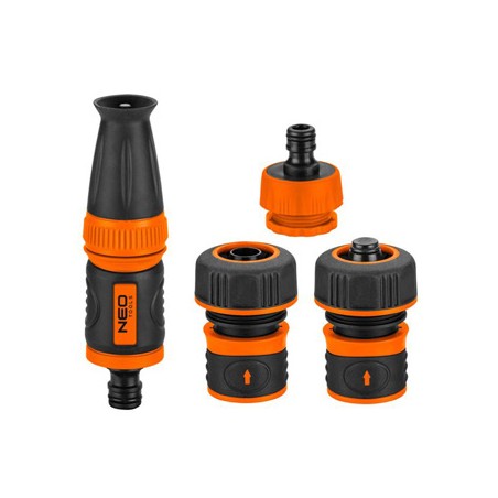NEO TOOLS zestaw Zaszaczem prosty 1/2" z złączkami i przyłączem Przyłacze do kranu, 3/4", pomarańczowo-czarna, 15-711