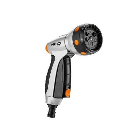 NEO TOOLS Zraszacz pistoletowy 7 funkcji, blokada spustu, pomarańczowo-czarna, 15-706