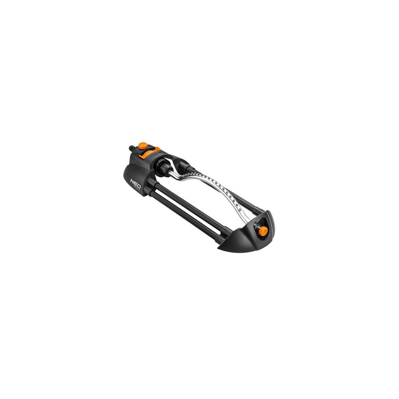 NEO TOOLS Zraszacz oscylacyjny, 18 dysz nawadnia powierzchnię do 14x19m, 1/2" i 3/4", pomarańczowo-czarny, 15-771