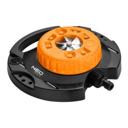 NEO TOOLS zraszacz obrotowy, 9 funkcji nawadnia powierzchnię od 35 do 95 m2, 1/2" i 3/4", pomarańczowo-czarny, 15-780