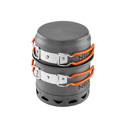 Zestaw garnków 2 w 1 z radiatorem szara, aluminium, 63-144, garnek, patelnia, Neo Tools