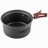 Naczynia turystyczne 7 w 1 Turystyka, szara, aluminium, garnek, patelnia, 2x talerze, chochla, łopatka,, Neo Tools