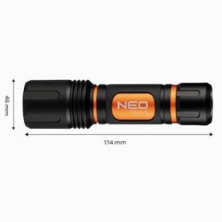 Latarka LED, 6xAA, aluminium, czarna, Funkcja zoom, 3 rodzaje świecenia ,IPX4
