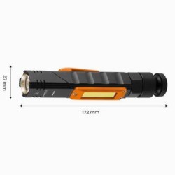 Latarka akumulatorowa, 1xLED, 1x2000 mAh, czarna, IP20, 5 funkcji, moc 3 W