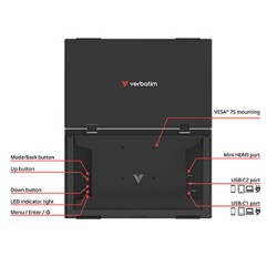 Verbatim monitor przenośny, Dual Monitor Essentials, 15.6", Full HD (1920x1080), 60Hz, czarny