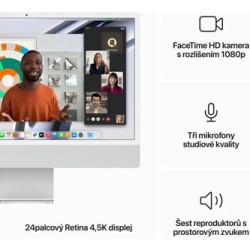 Apple iMac, počítač all in one, 24", Retina 4.5K 4480x2520, srebrny