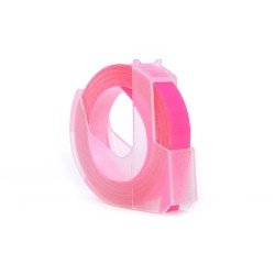 Taśma 3D JetWorld Zamiennik Dymo Biały na Fluorescencyjnym Różowym (do wytłaczania, emboss) 9mm x 3m (S0898280) (10szt.)