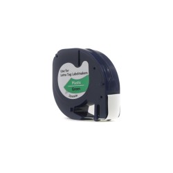 Taśma JetWorld Zamiennik Dymo LetraTag Czarny na Zielonym, 12mm x 4m (59425, 91204, 91334, 91224) (S0721590, S0721640)
